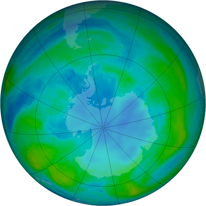 Antarctic ozone map for 26 April 1989